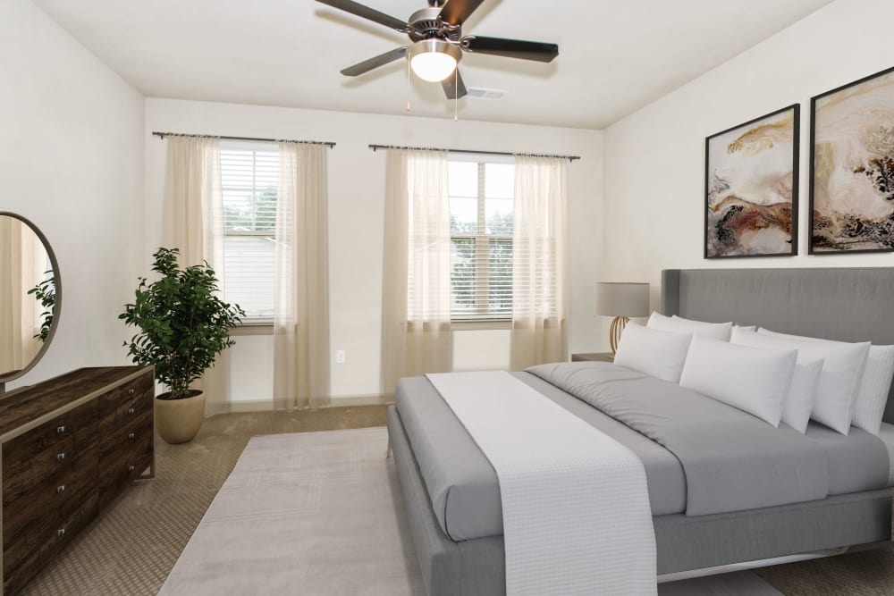 Model bedroom at 401 Oberlin in Raleigh, North Carolina