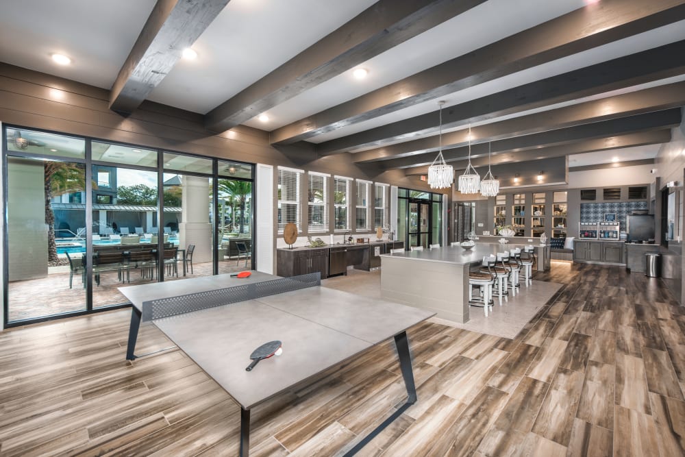 A spacious clubhouse with games for entertaining guests at Olympus Emerald Coast in Destin, Florida