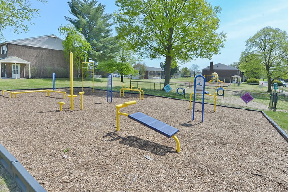 Outdoor fitness stations at Lumberton Apartment Homes in Lumberton, NJ