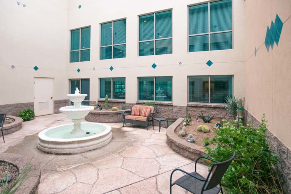 Fountain at Mountain View Retirement Village in Tucson, Arizona