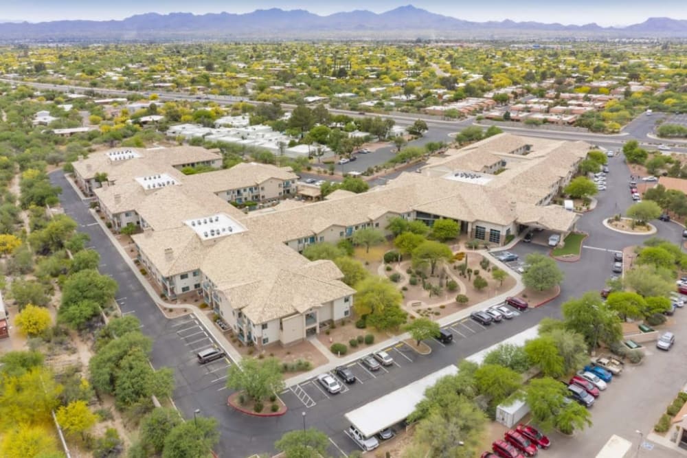 Aerial view of Mountain View Retirement Village in Tucson, Arizona