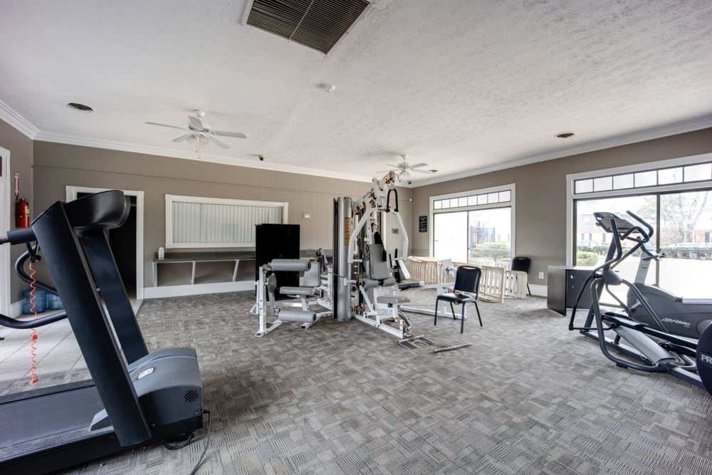 Well-equipped onsite fitness center at Sedgefield in Marietta, Georgia