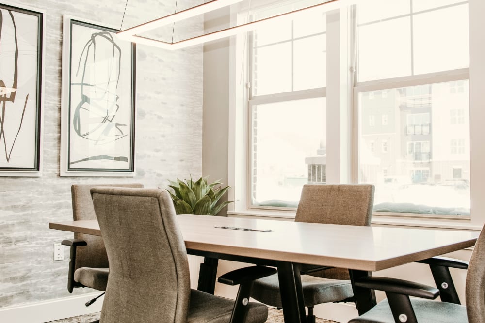 Young professional man in the business center at The 450 in Lombard, Illinois