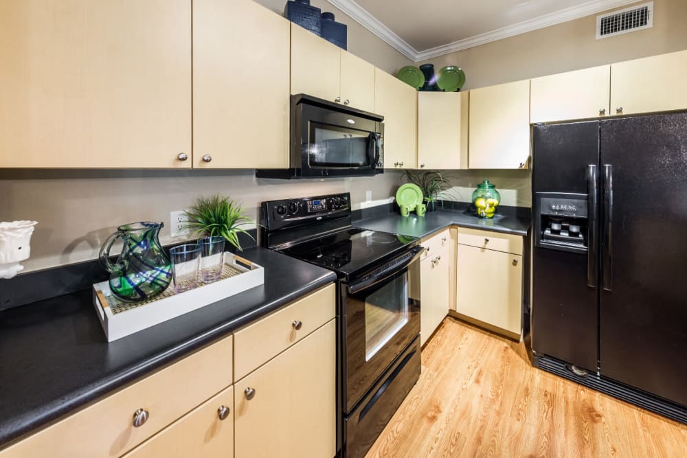 Kitchen with granite counters at Marquis at Canyon Ridge in Austin, Texas