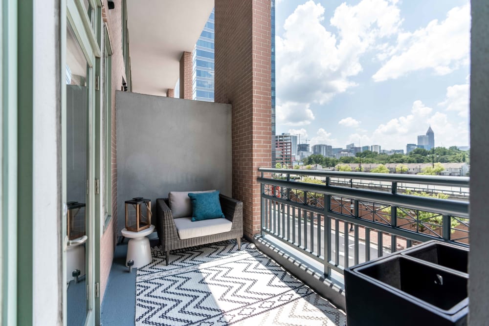 Incredible view from the spacious balcony at 17th Street Lofts in Atlanta, Georgia