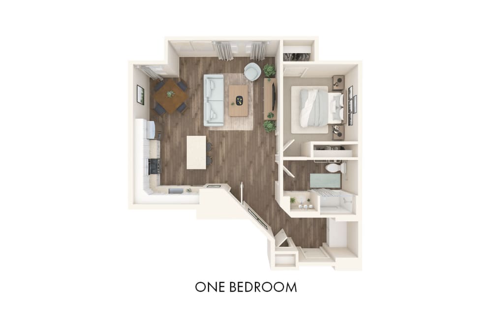 3D Bedroom Floor Plan Layout at The Landings at Gentry Park