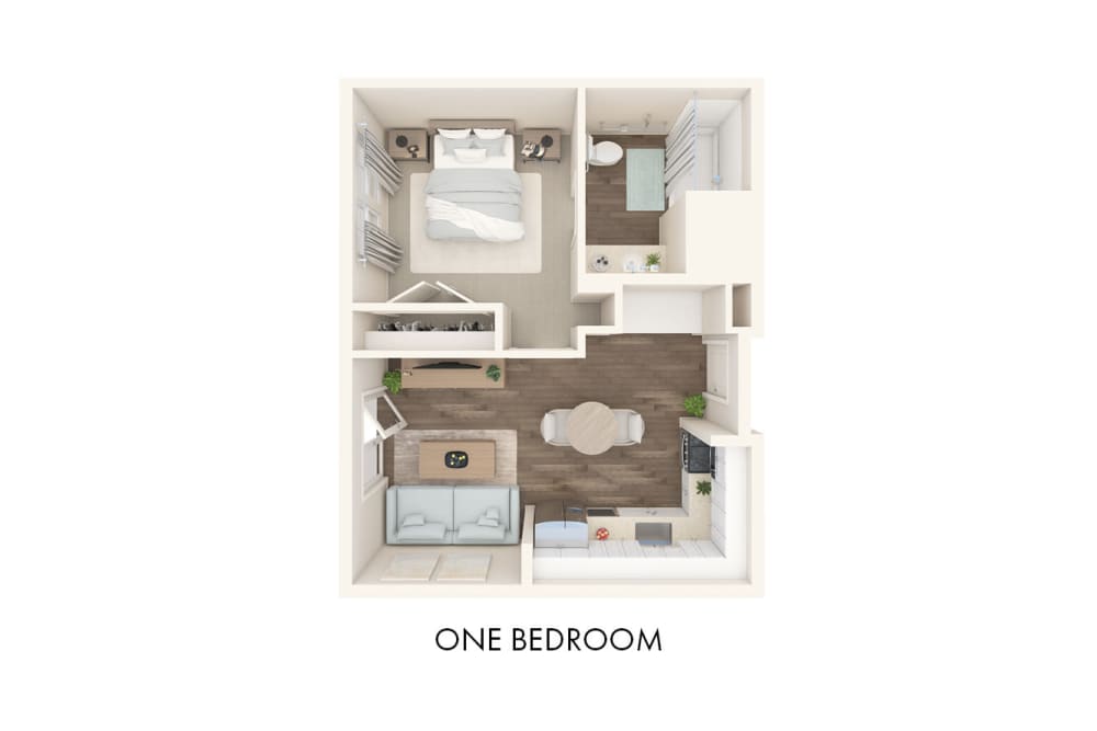 3D Bedroom Floor Plan Layout at The Landings at Gentry Park