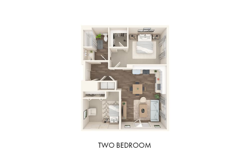3D Bedroom Floor Plan Layout at The Landings at Gentry Park