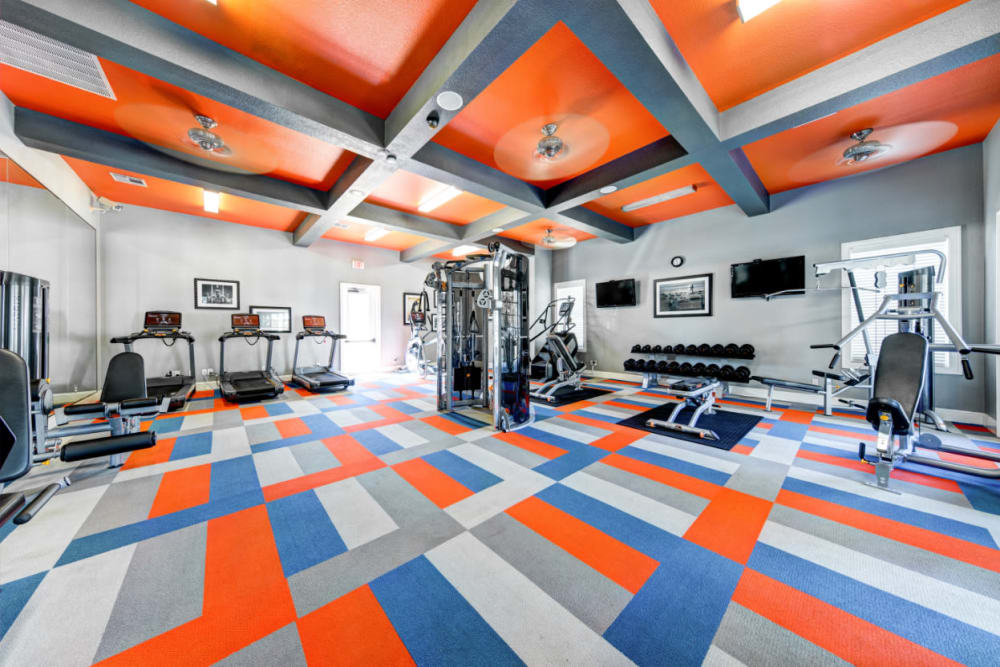 Well equipped fitness center at Marquis at Silver Oaks in Grapevine, Texas