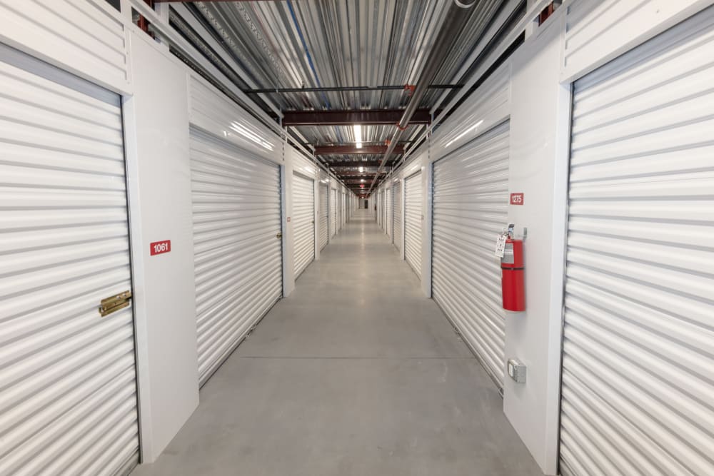 Hallway of storage units at Box Self Storage Thibodaux LA