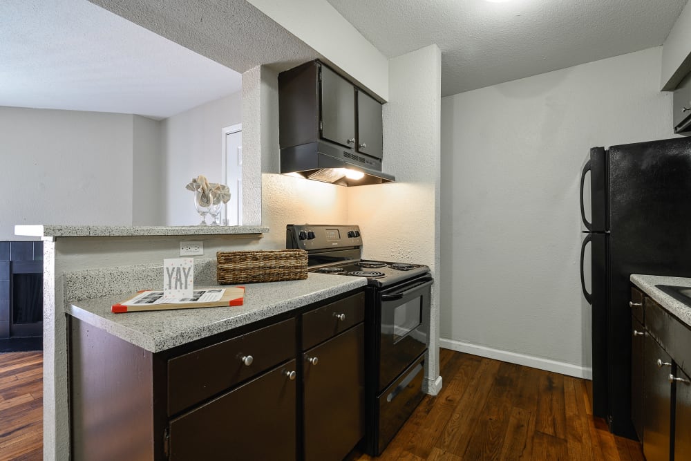 Model kitchen at Windmill Terrace in Bedford, Texas