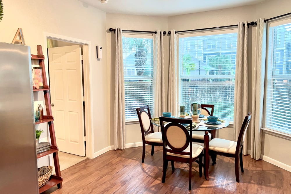 Dining nook in a model apartment at The Abbey at Grant Road in Houston, Texas