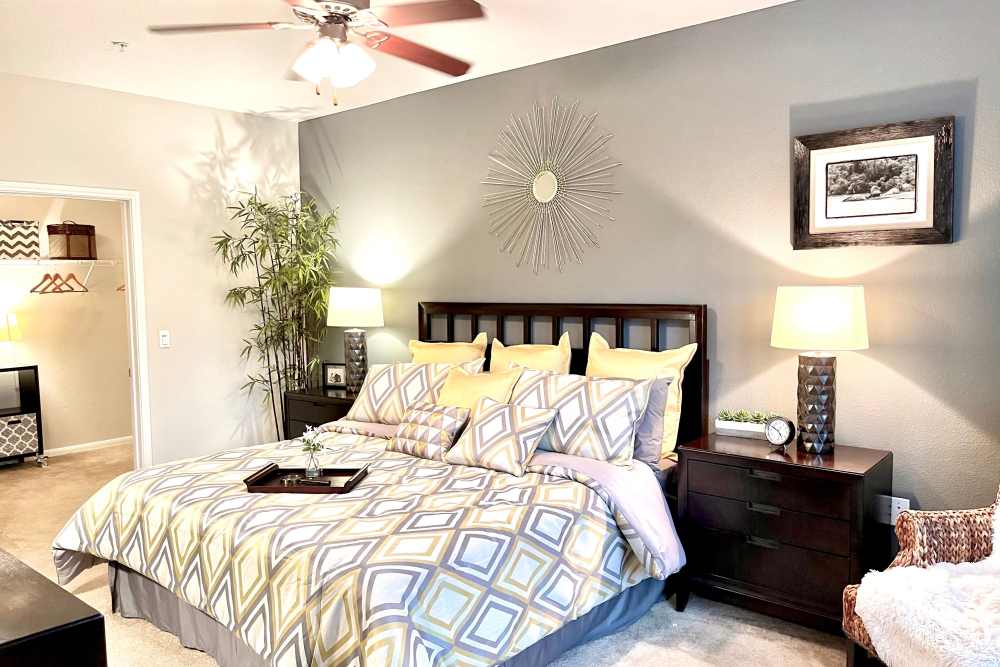 Cozy bedrooms at The Abbey at Grant Road in Houston, Texas