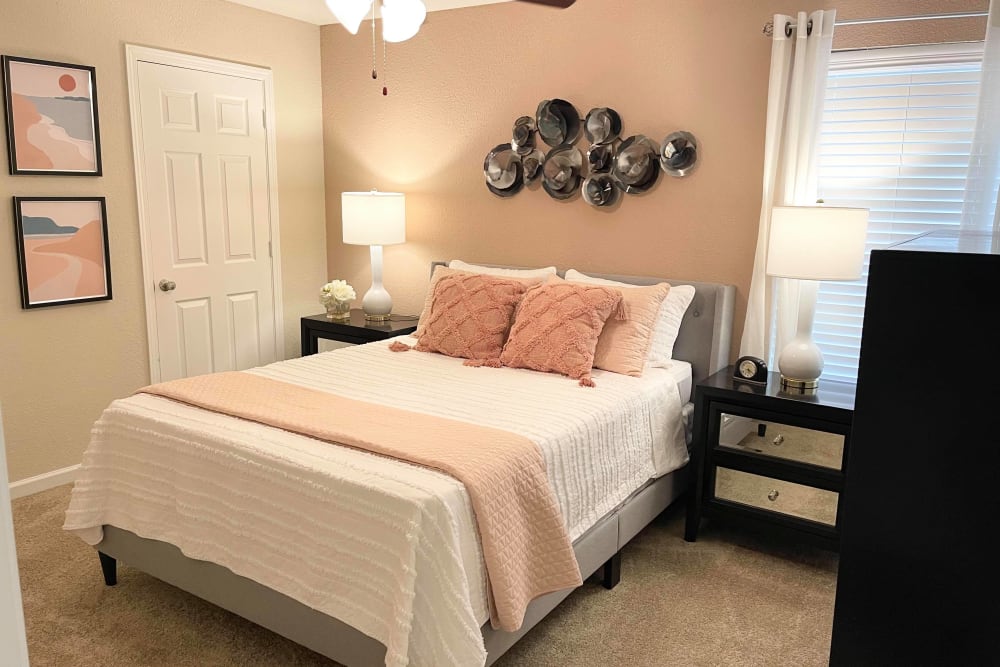 Cozy bedrooms at The Abbey at Jones Road in Houston, Texas
