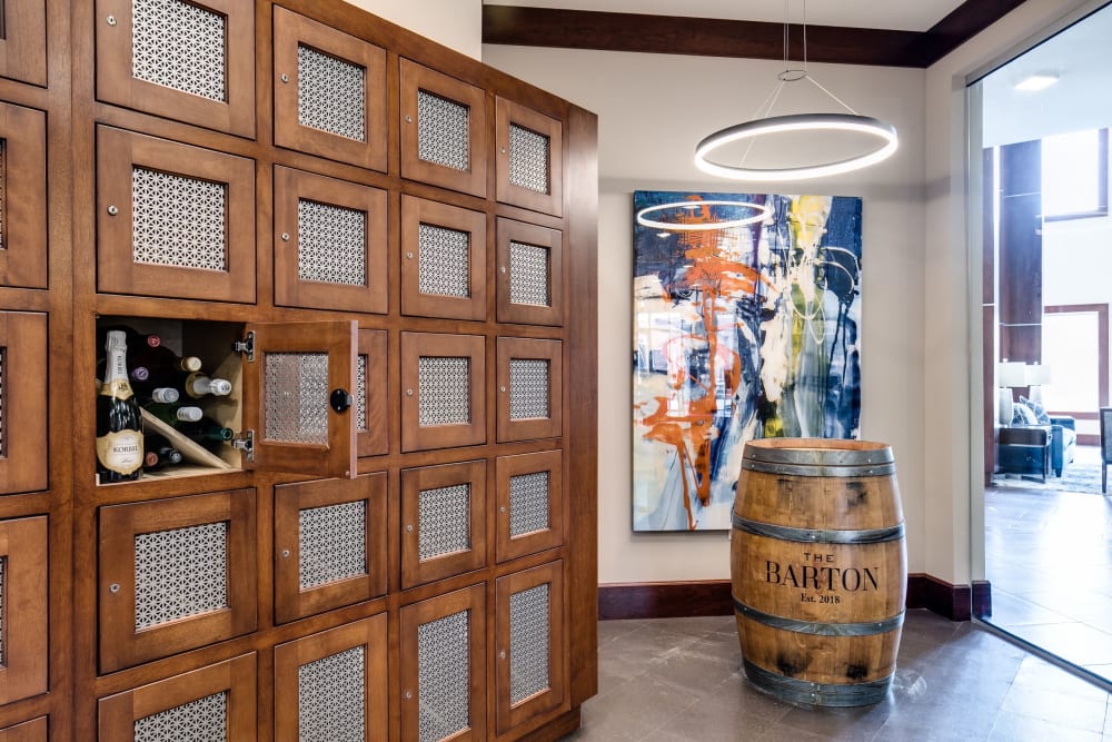Wine storage lockers for residents at The Barton in Clayton, MO