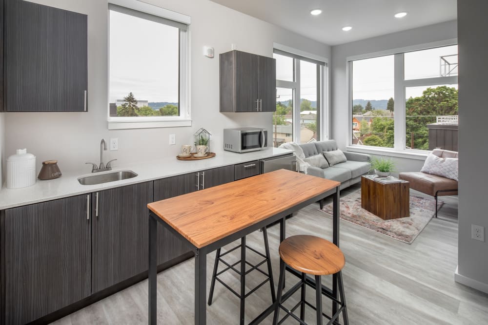 Modern kitchen in unit at Ascend in Portland, Oregon