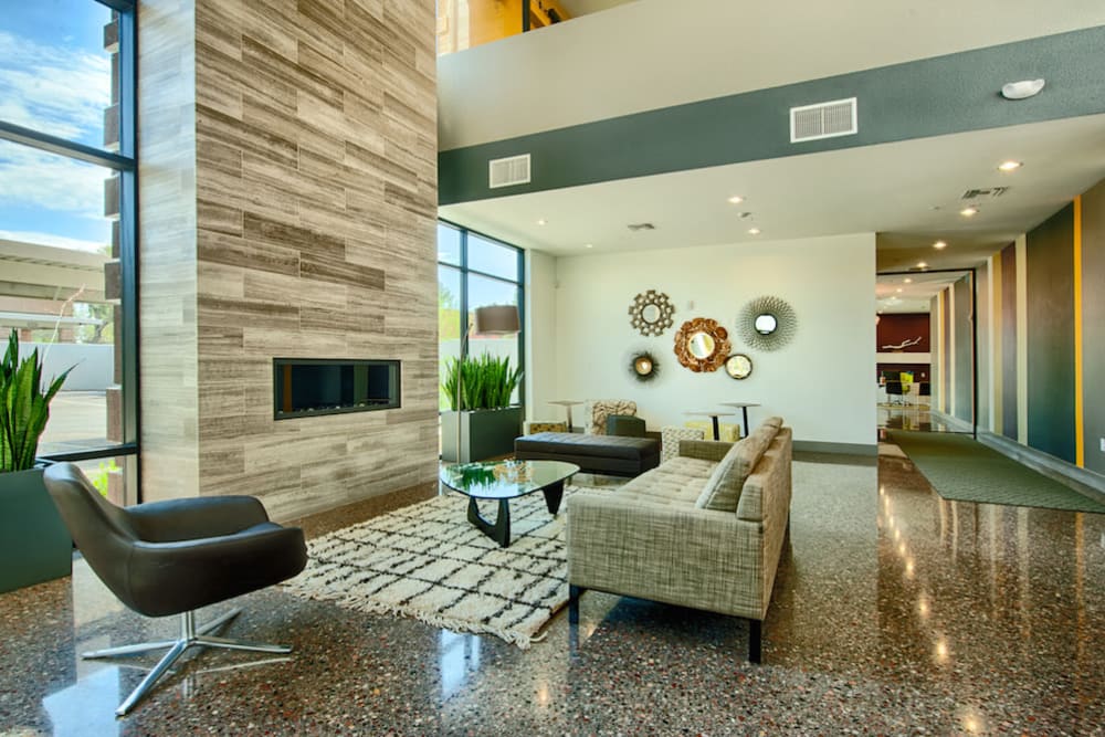 Contemporary decor in resident clubhouse at Cactus Forty-2 in Phoenix, Arizona