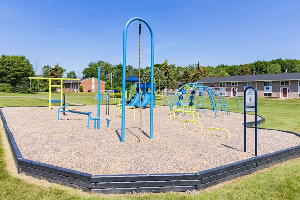 Exterior fitness stations at Glenbrook Manor in Rochester, New York