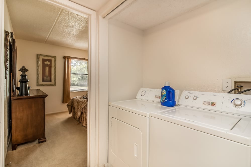 Laundry area in a home at Melrose on the Bay Apartment Homes in Clearwater, Florida