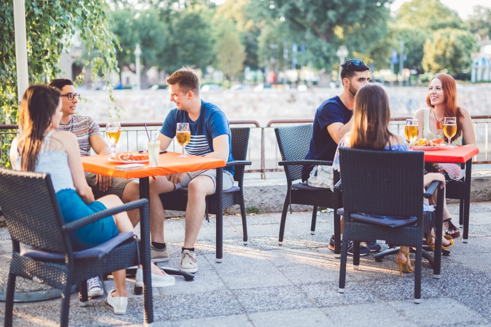 Residents eating outside of Marvel 29 in Portland, Oregon