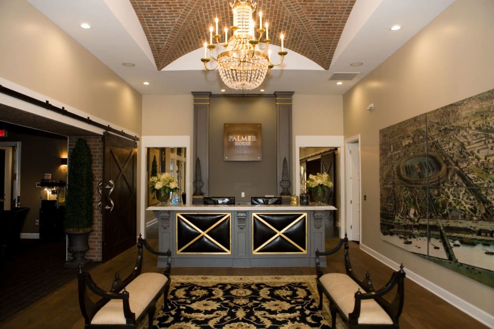 Beautiful welcome area at Palmer House Apartment Homes in New Albany, Ohio