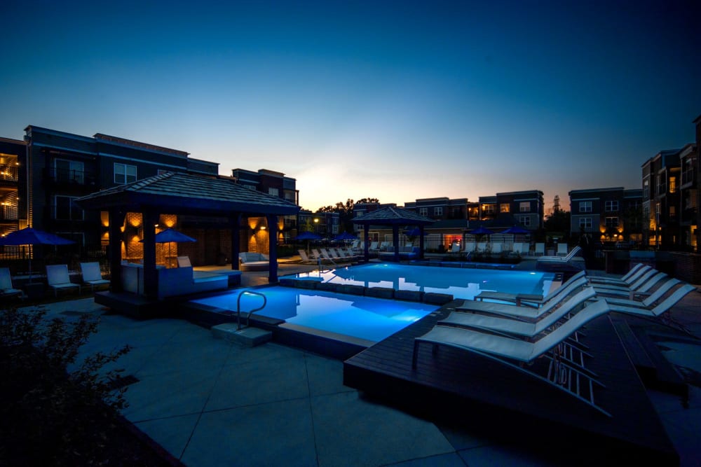 View of beautiful pools at Palmer House Apartment Homes in New Albany, Ohio