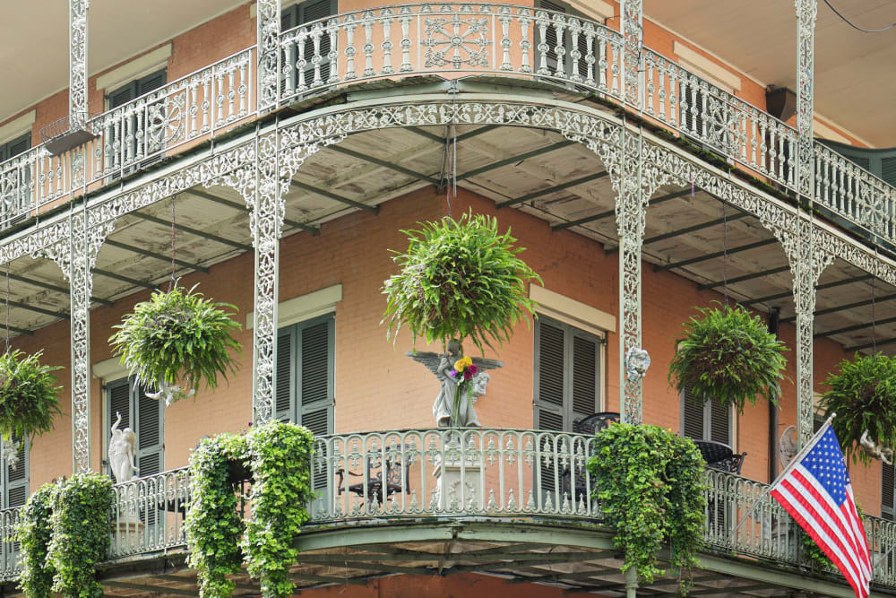 Iconic building exterior near Thirteen15 apartments in New Orleans, Louisiana