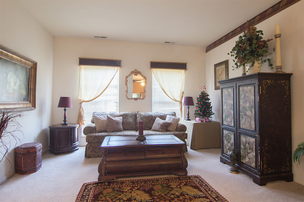 Living room at Lake Pointe Apartment Homes in Portage, Indiana