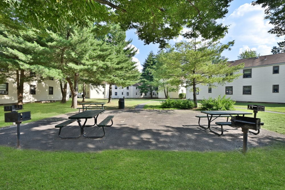 Outdoor BBQ Area at Brookchester Apartments in New Milford, New Jersey