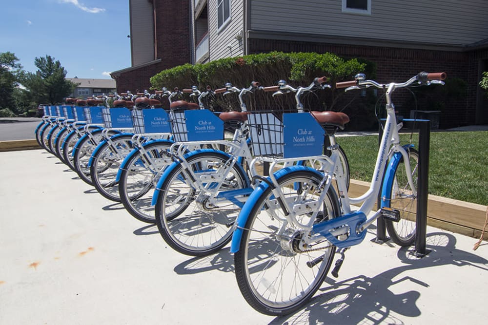Bike share at Club at North Hills in Pittsburgh, Pennsylvania