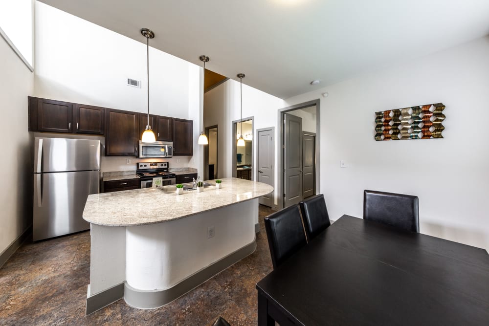 Fully equipped kitchen at Regents West at 26th in Austin, Texas