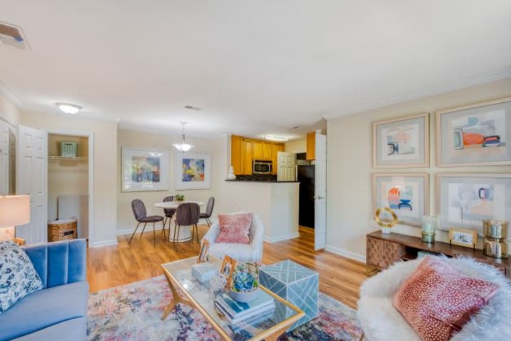 Model living room at Abbotts Run Apartments in Alexandria, Virginia