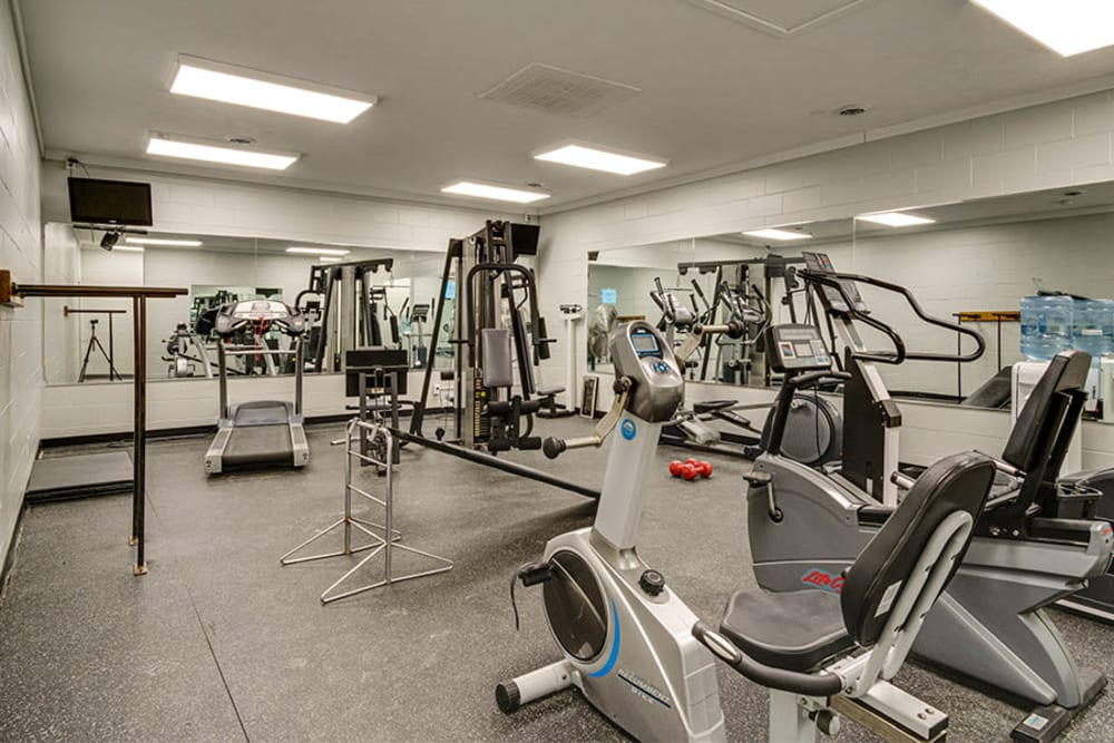 Exercise equipment in the fitness center at Briarcliffe Apartments & Townhomes in Lansing, Michigan