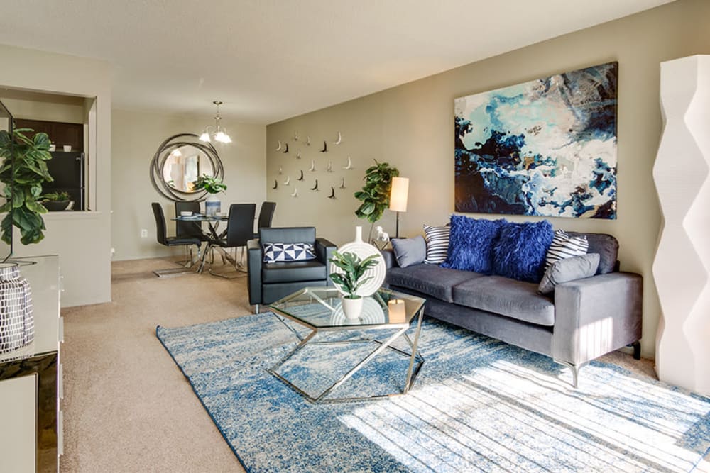 Living space at Pavilion Court Apartment Homes in Novi, Michigan