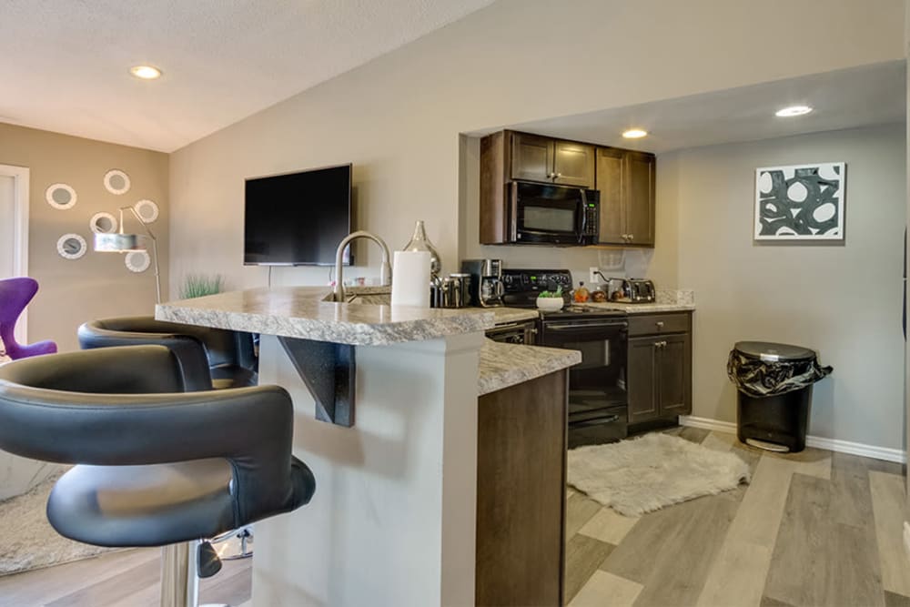 Clubhouse kitchen at Pavilion Court Apartment Homes in Novi, Michigan