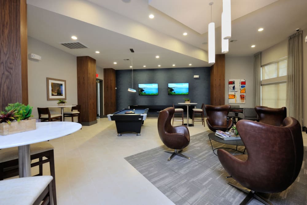 Clubhouse rec room at Olympus Falcon Landing in Katy, Texas
