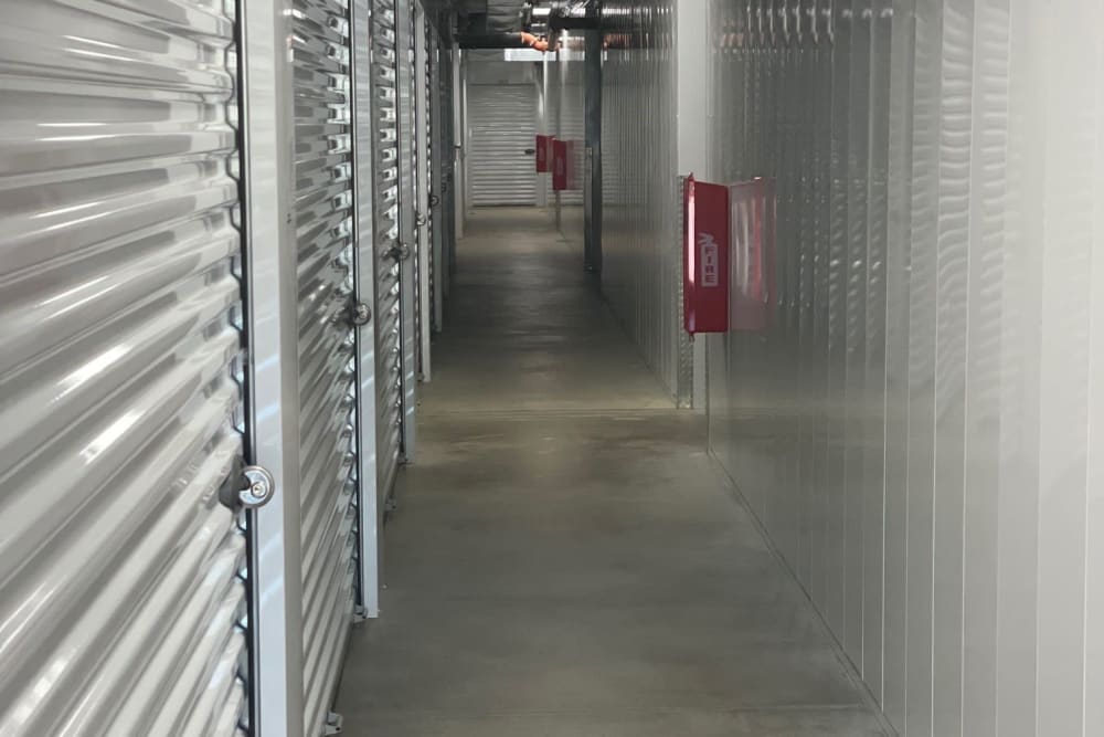 Clean hallways at Storage World in Reading, Pennsylvania. 