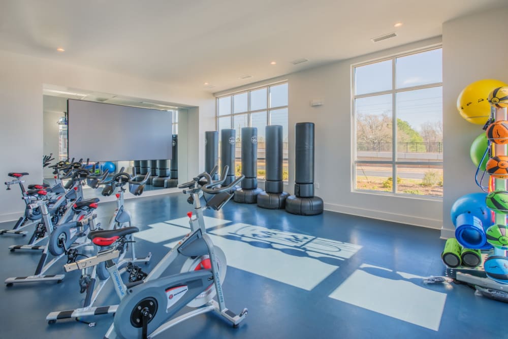 Amazing fitness center for residents to workout in at Blu at Northline Apartments in Charlotte, North Carolina