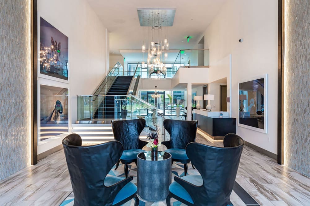 Clubhouse area with cozy chairs to relax in at Central Station on Orange in Orlando, Florida