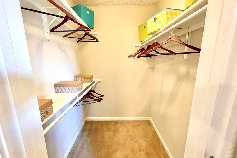 Spacious walk-in closets at The Abbey at Copper Creek in San Antonio, Texas