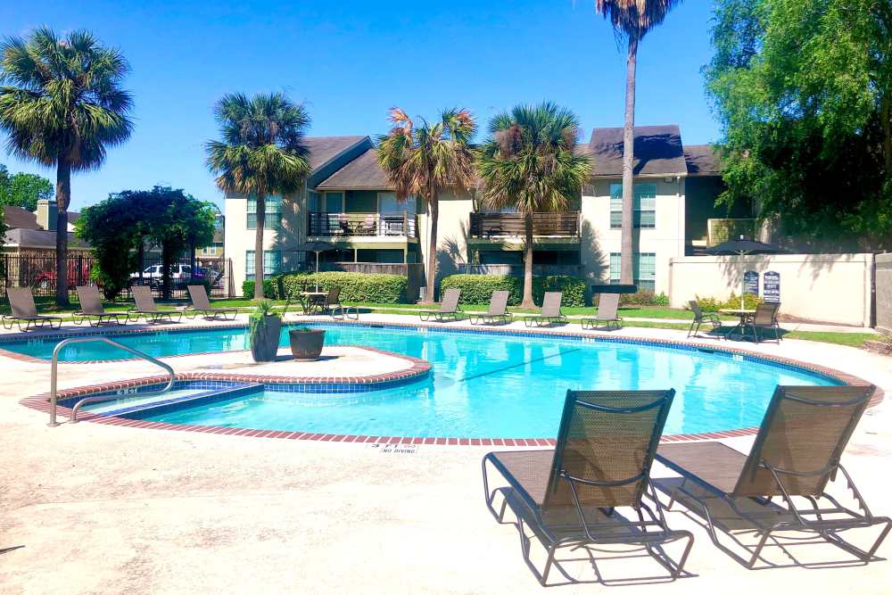 Multiple swimming pools at The Abbey at Memorial in Houston, Texas