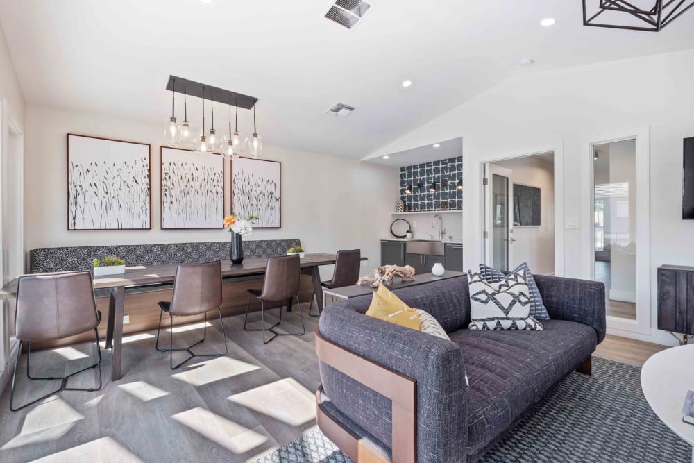 Spacious clubhouse with comfortable seating at Haven Martinez in Martinez, California