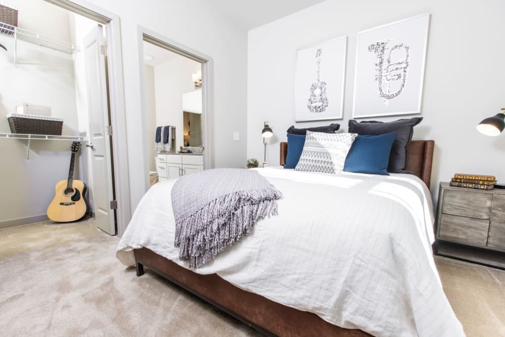 Carpeted bedroom in a model home at Parc at Murfreesboro in Murfreesboro, Tennessee