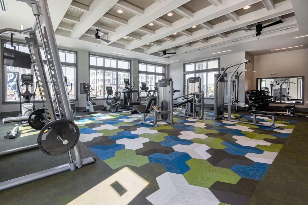 Full sized fitness center for residents at Parc at Murfreesboro in Murfreesboro, Tennessee