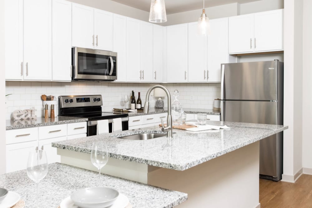 Very open kitchen with a large island for extra counter space at Parc at Murfreesboro in Murfreesboro, Tennessee