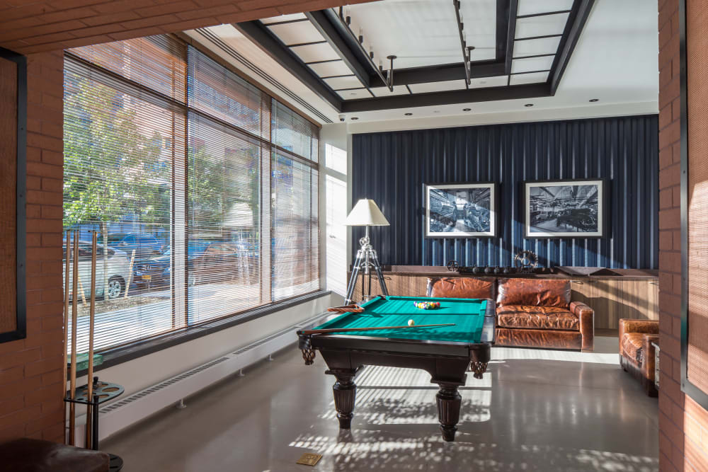 Billiards table in the clubhouse area at The Maximilian in Queens, New York