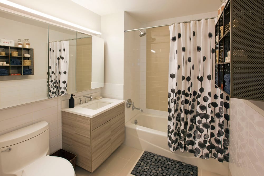 Cute modern bathroom in a home at The Maximilian in Queens, New York