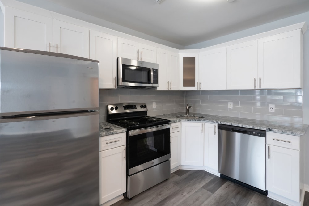 Fully equipped kitchen at Bunt Commons II in Copiague, New York