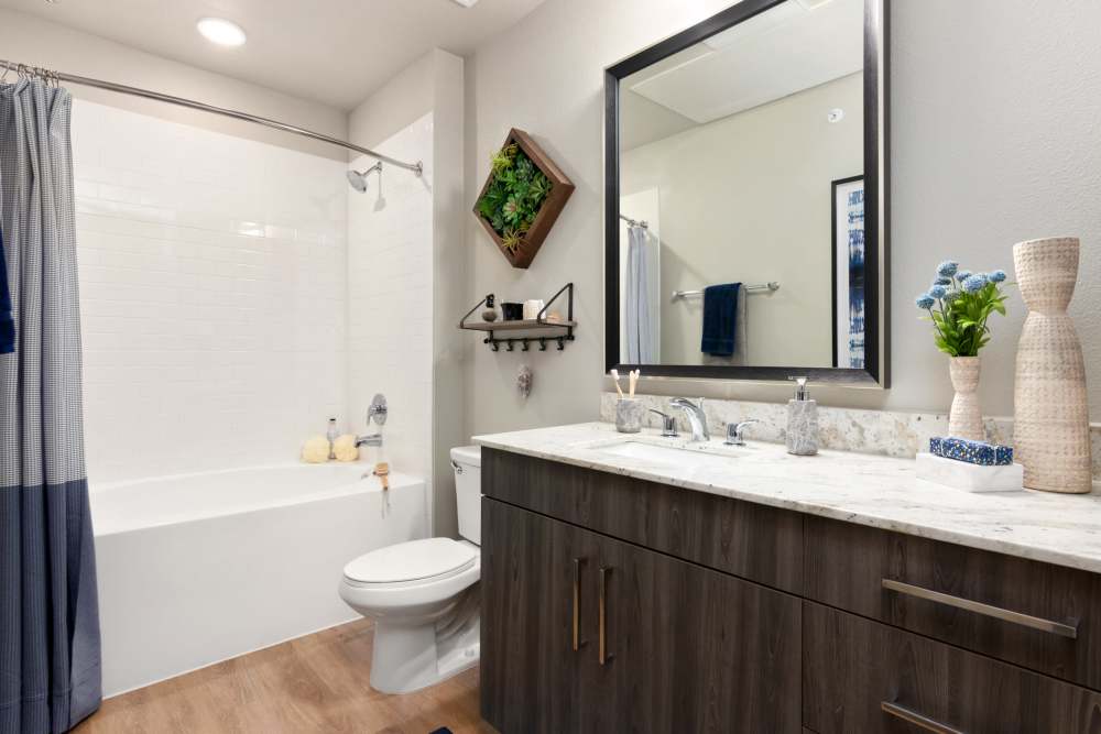 Modern bathrooms at The Abbey at Northpoint in Spring, Texas