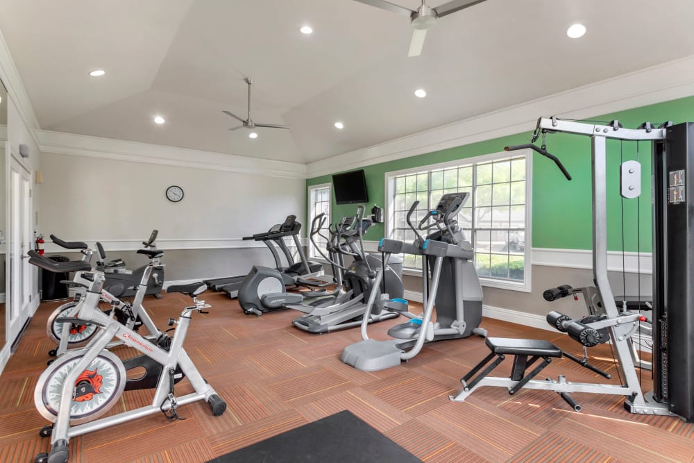 Fully equipped fitness center at Regency at First Colony in Sugar Land, Texas